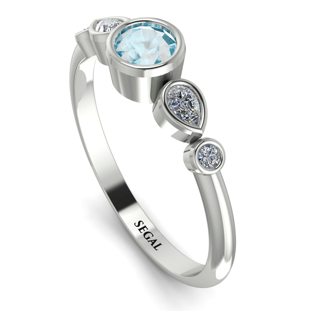 Bezel Symmetrical Aquamarine Ring - Ivy No. 403
