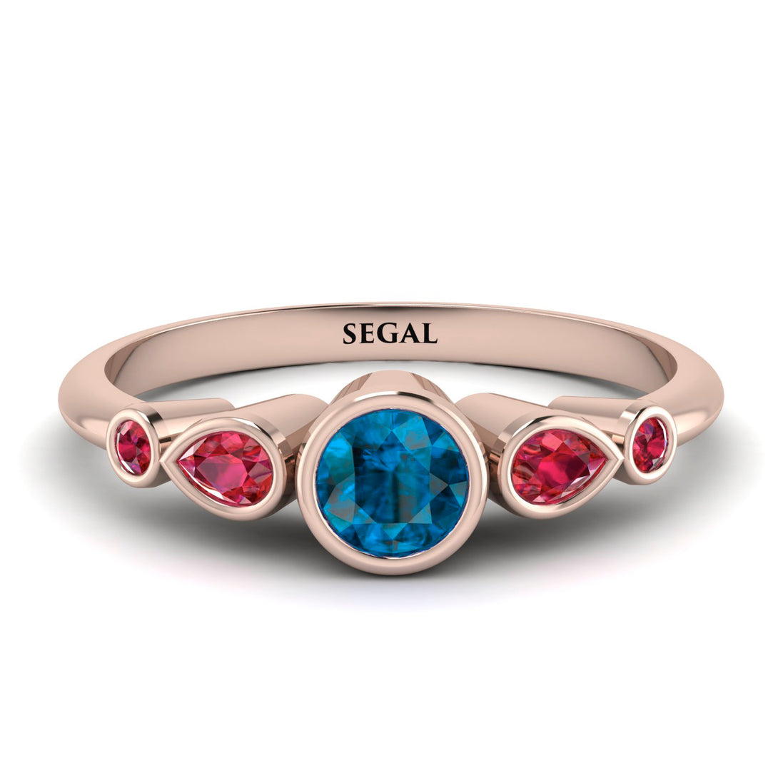 Bezel Symmetrical Blue Topaz Ring - Ivy No. 511