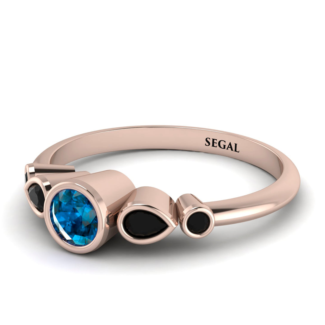 Bezel Symmetrical Blue Topaz Ring - Ivy No. 508