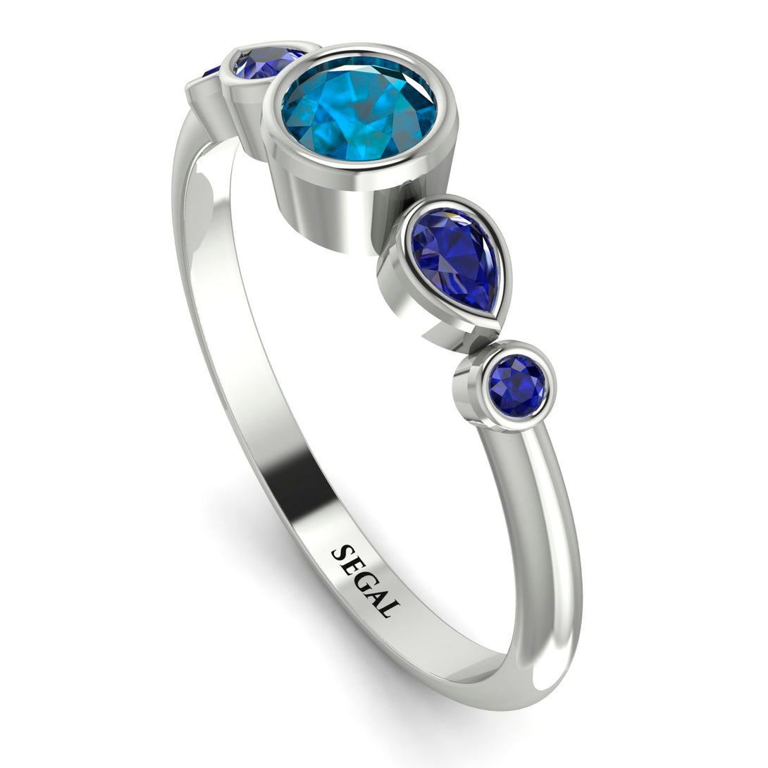 Bezel Symmetrical Blue Topaz Ring - Ivy No. 515