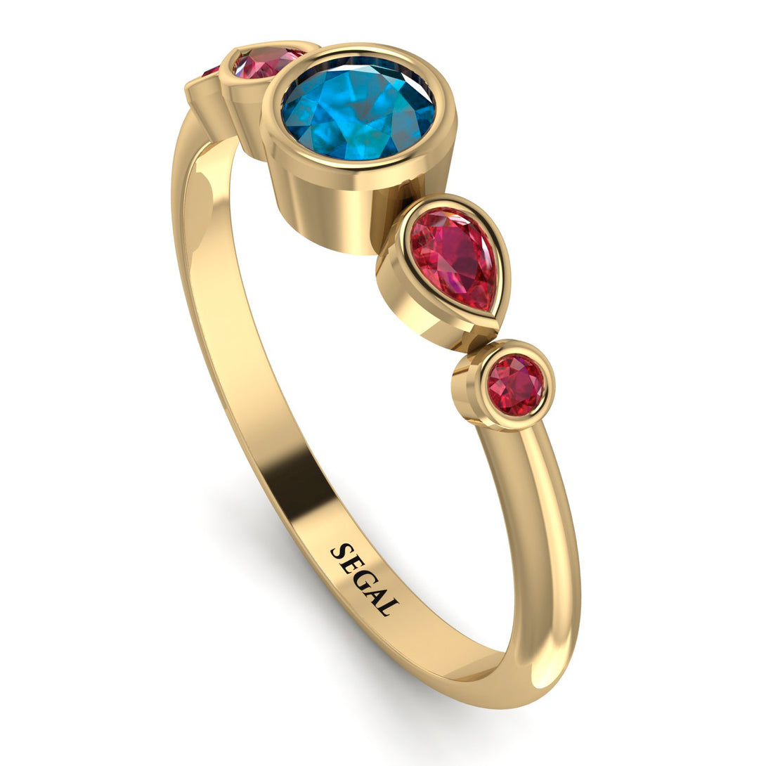 Bezel Symmetrical Blue Topaz Ring - Ivy No. 510