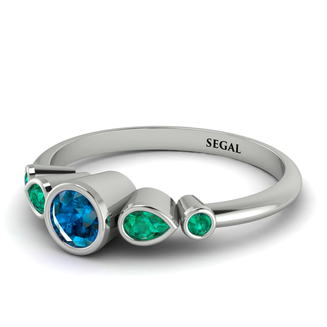 Bezel Symmetrical Blue Topaz Ring - Ivy No. 506