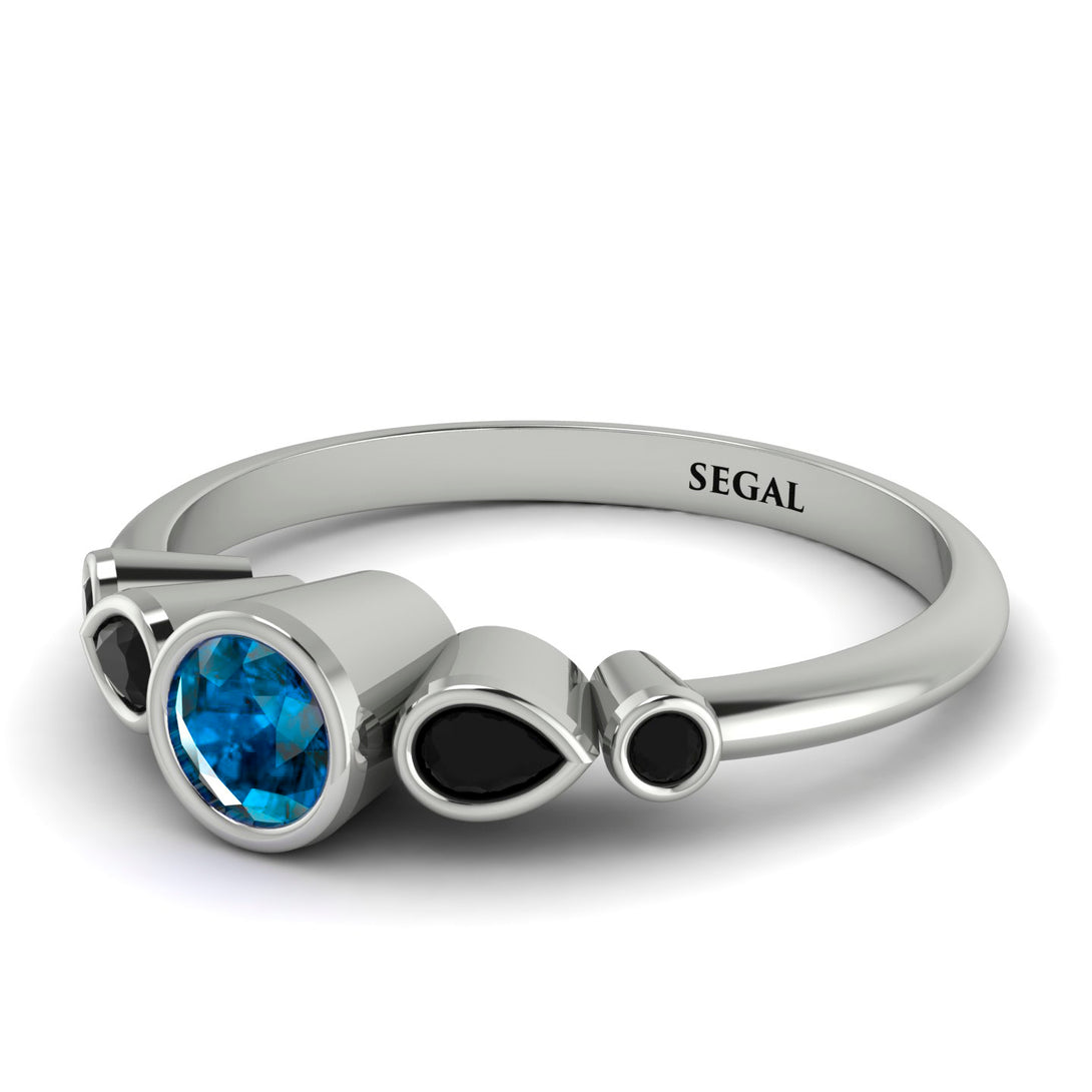 Bezel Symmetrical Blue Topaz Ring - Ivy No. 509