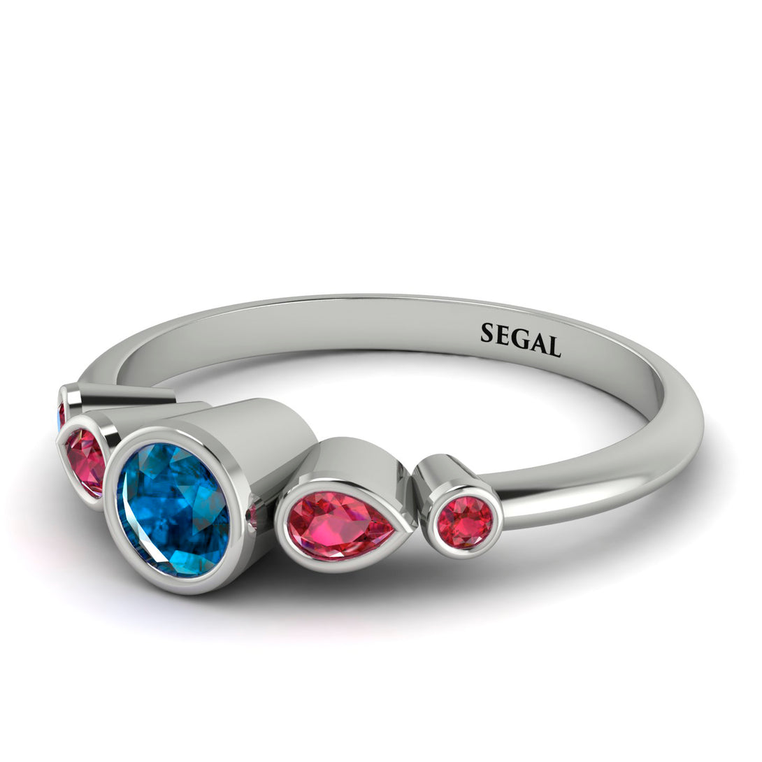 Bezel Symmetrical Blue Topaz Ring - Ivy No. 512