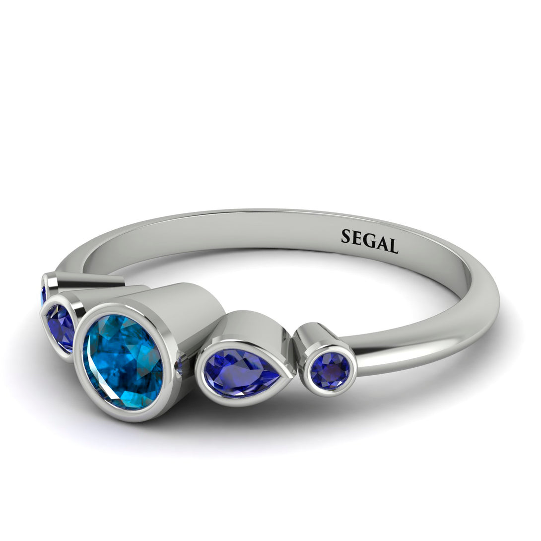 Bezel Symmetrical Blue Topaz Ring - Ivy No. 515