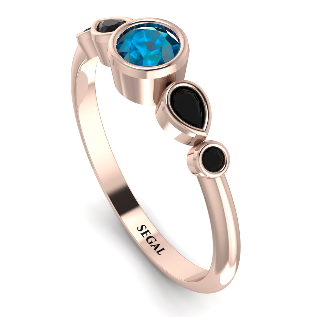 Bezel Symmetrical Blue Topaz Ring - Ivy No. 508