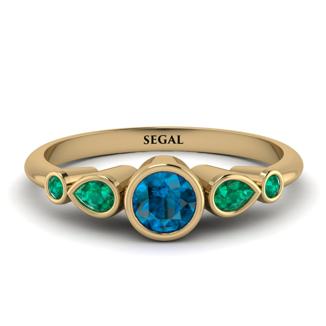 Bezel Symmetrical Blue Topaz Ring - Ivy No. 504