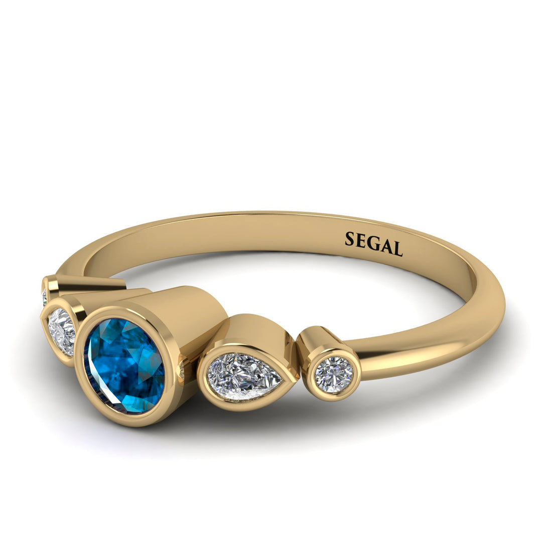 Bezel Symmetrical Blue Topaz Ring - Ivy No. 501