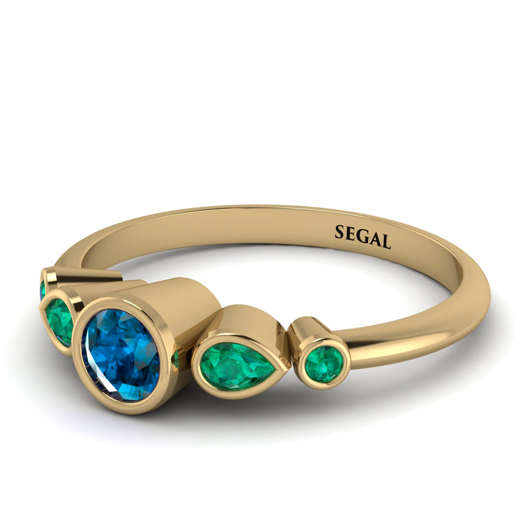 Bezel Symmetrical Blue Topaz Ring - Ivy No. 504