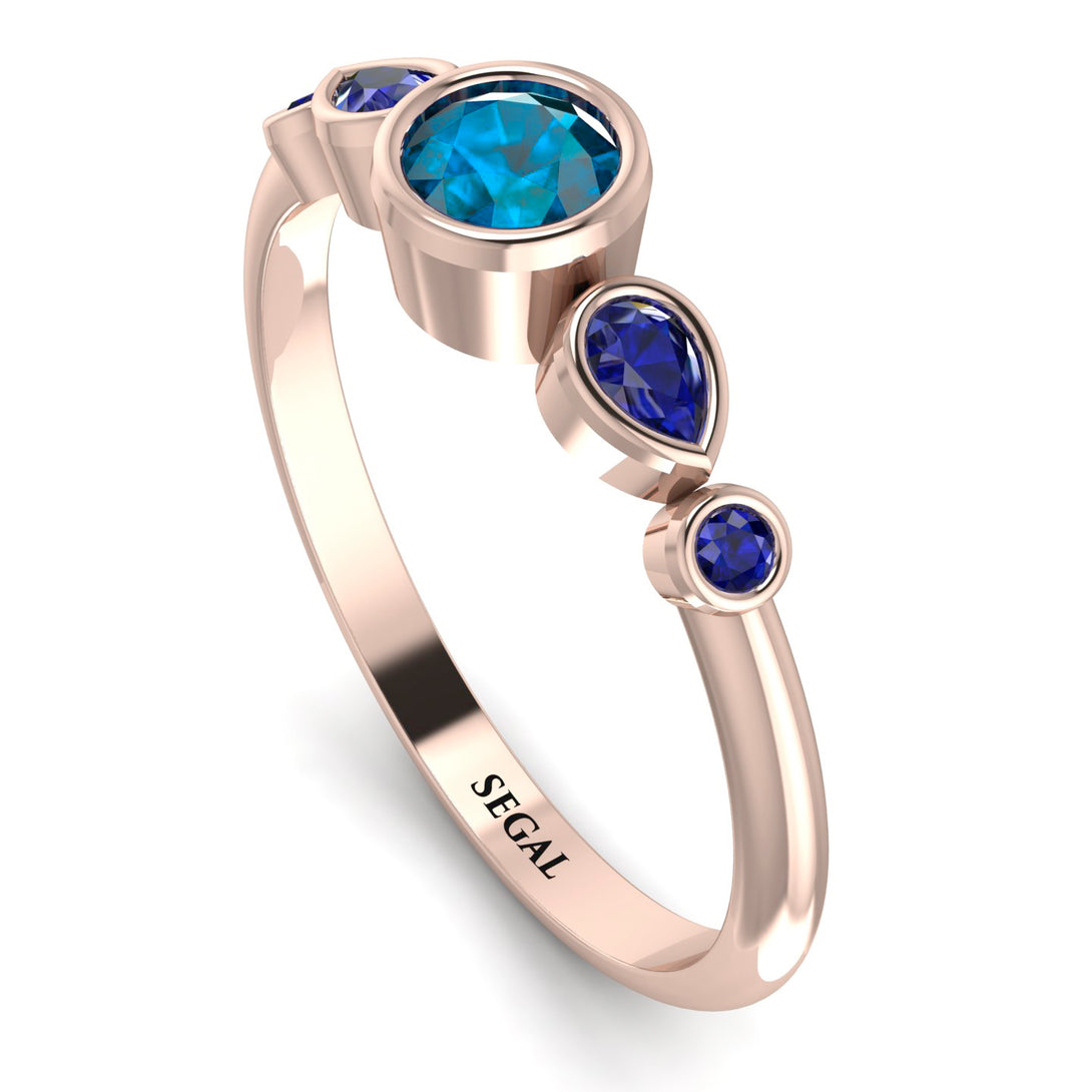 Bezel Symmetrical Blue Topaz Ring - Ivy No. 514