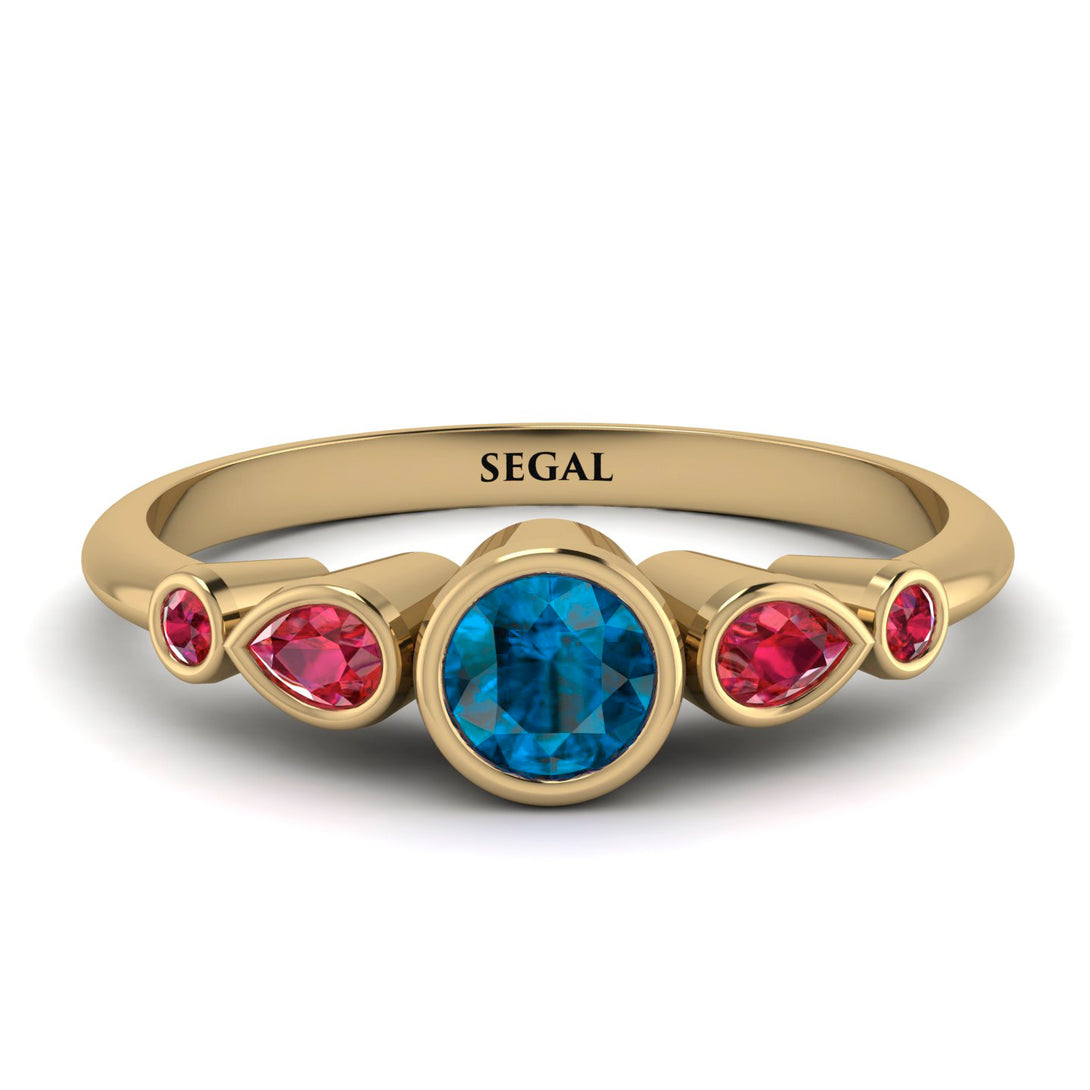 Bezel Symmetrical Blue Topaz Ring - Ivy No. 510