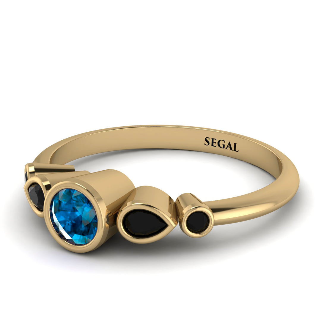 Bezel Symmetrical Blue Topaz Ring - Ivy No. 507