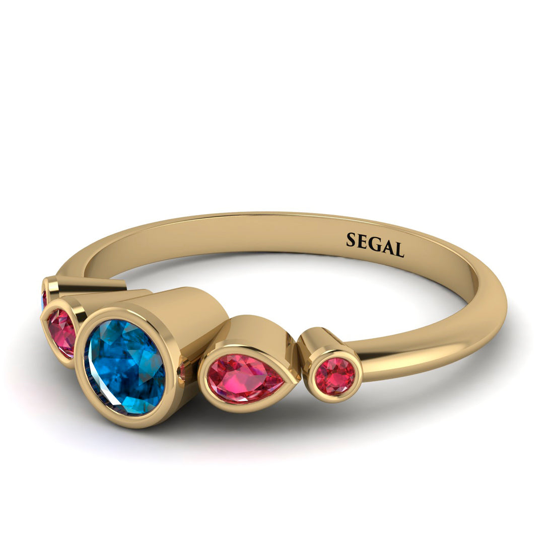 Bezel Symmetrical Blue Topaz Ring - Ivy No. 510
