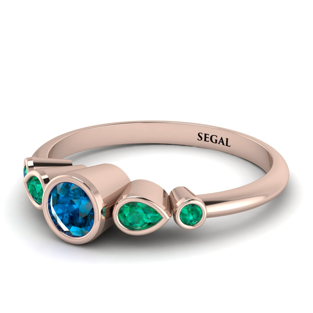 Bezel Symmetrical Blue Topaz Ring - Ivy No. 505