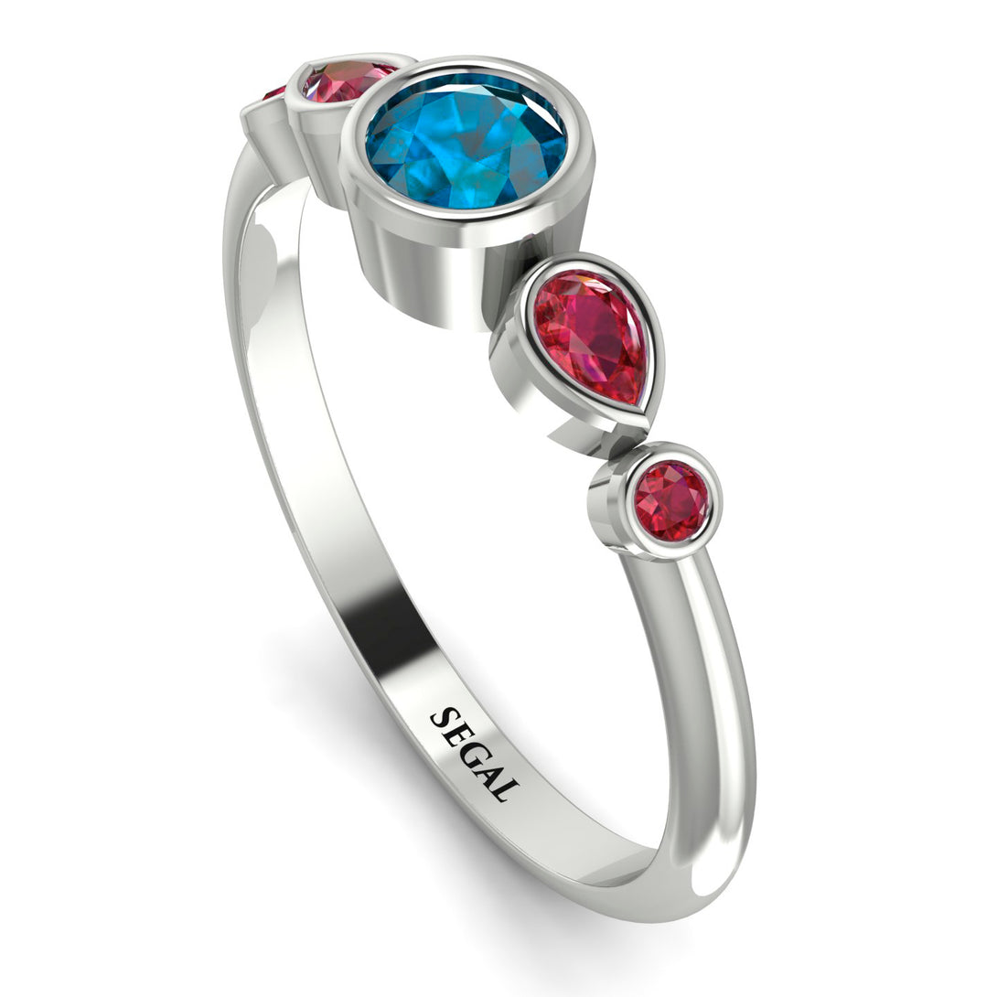Bezel Symmetrical Blue Topaz Ring - Ivy No. 512
