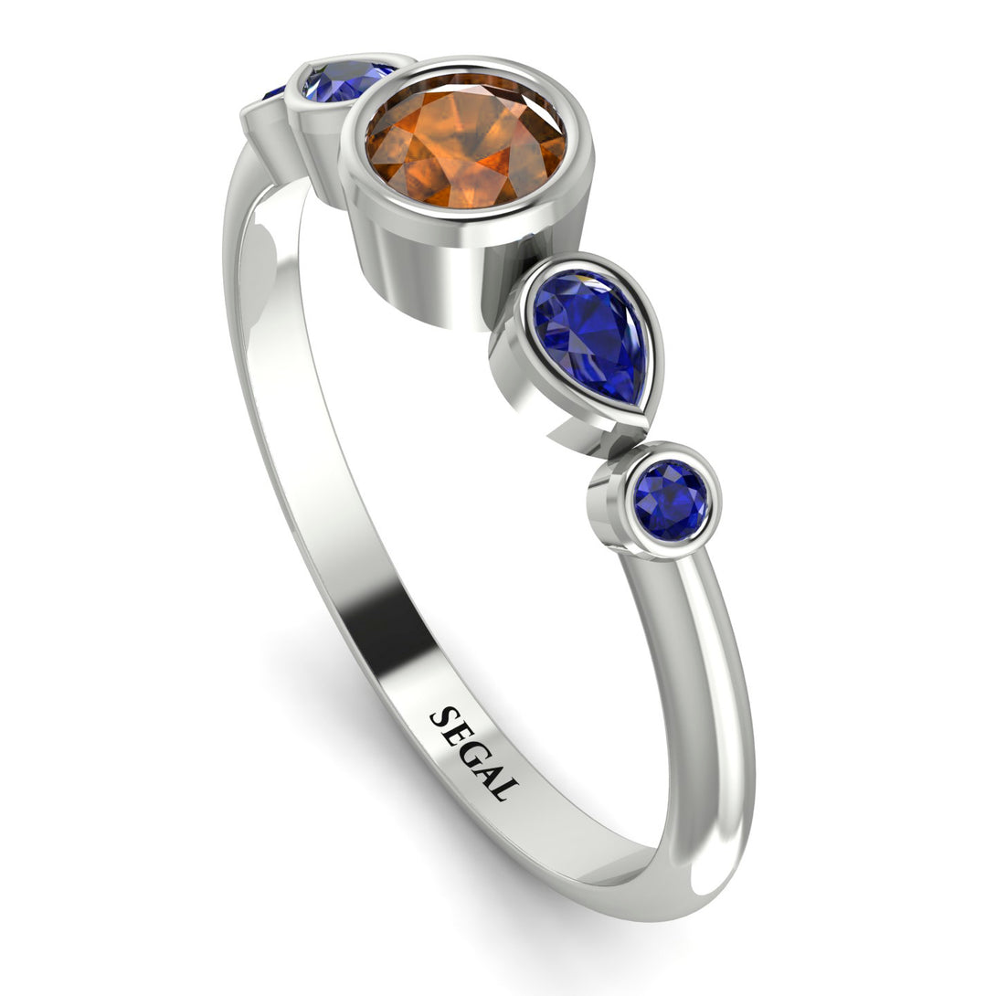 Bezel Symmetrical Brown Diamond Ring - Ivy No. 1115