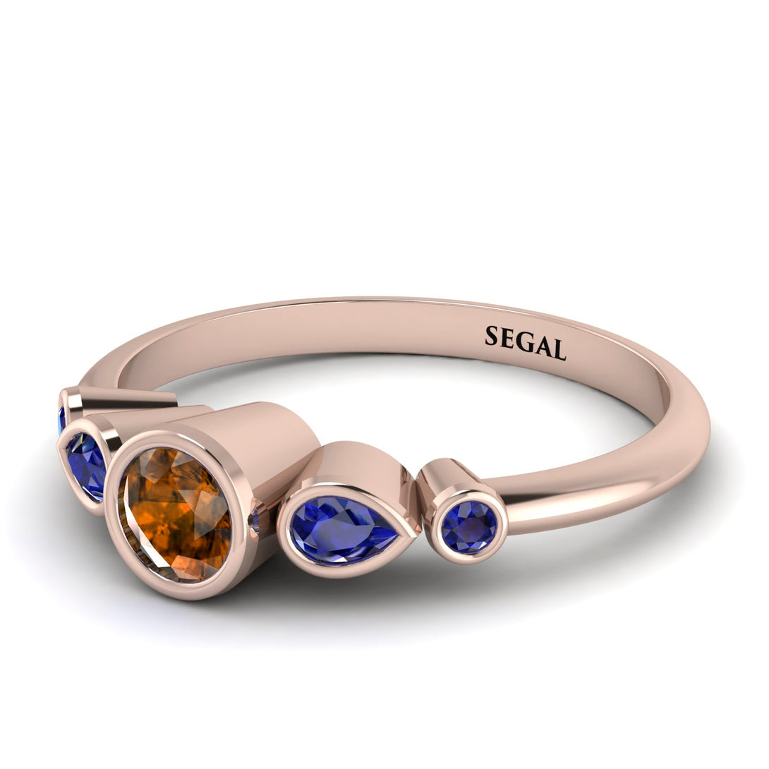 Bezel Symmetrical Brown Diamond Ring - Ivy No. 1114