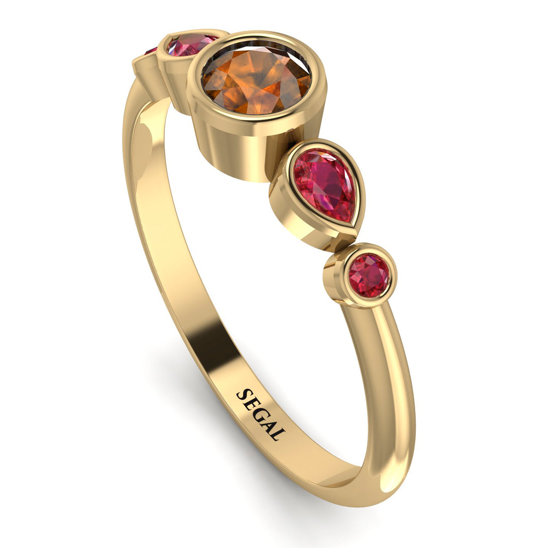 Bezel Symmetrical Brown Diamond Ring - Ivy No. 1110