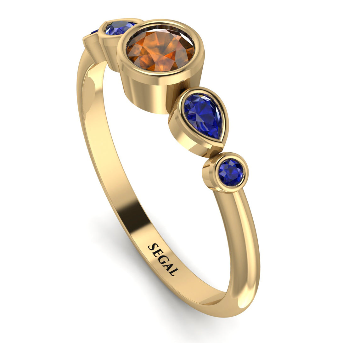 Bezel Symmetrical Brown Diamond Ring - Ivy No. 1113