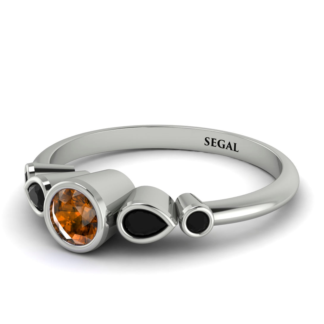 Bezel Symmetrical Brown Diamond Ring - Ivy No. 1109