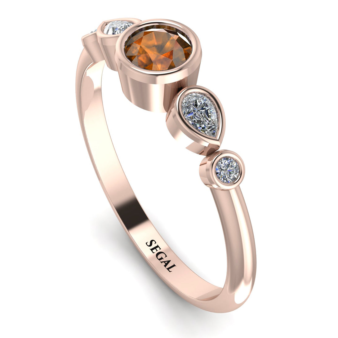 Bezel Symmetrical Brown Diamond Ring - Ivy No. 1102
