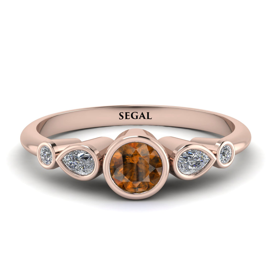 Bezel Symmetrical Brown Diamond Ring - Ivy No. 1102
