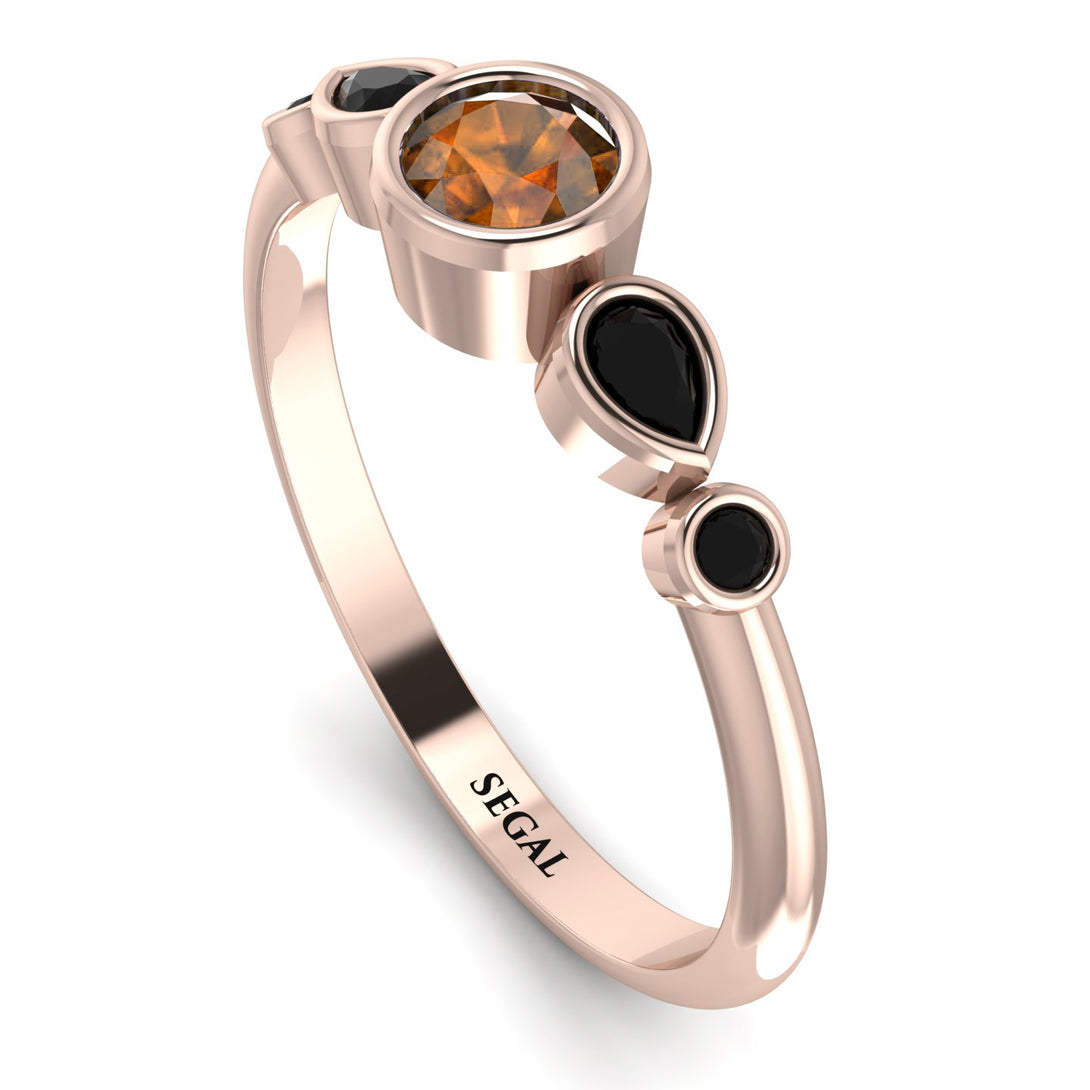 Bezel Symmetrical Brown Diamond Ring - Ivy No. 1108
