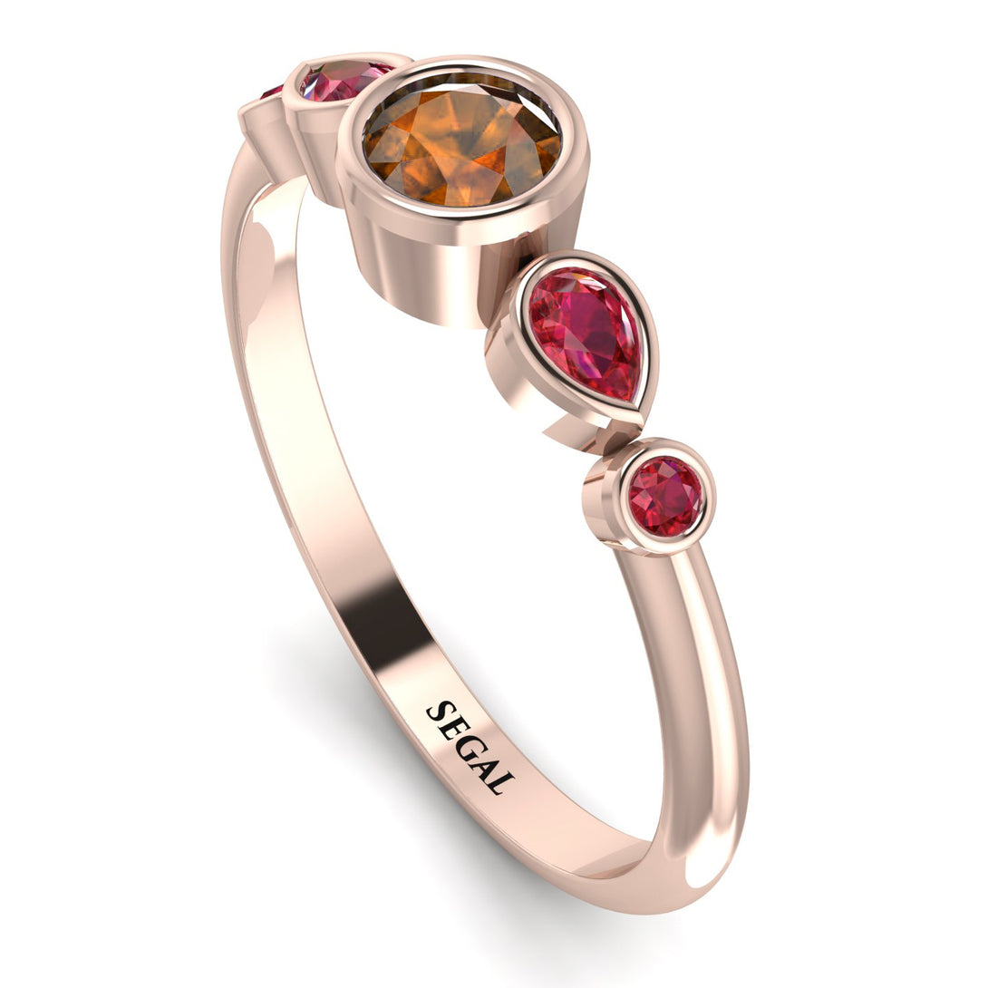Bezel Symmetrical Brown Diamond Ring - Ivy No. 1111
