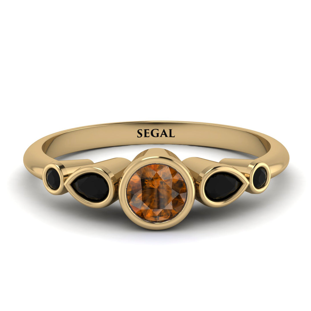 Bezel Symmetrical Brown Diamond Ring - Ivy No. 1107