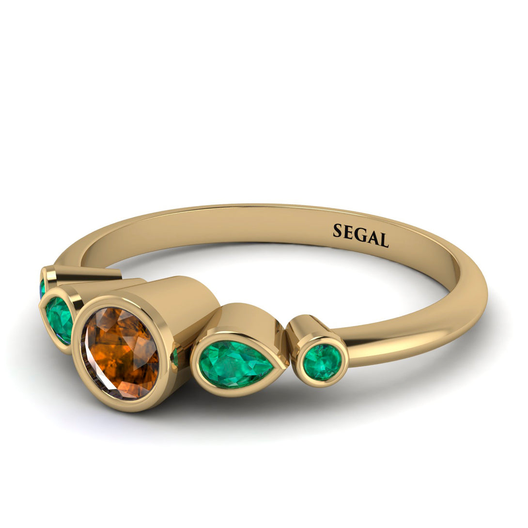 Bezel Symmetrical Brown Diamond Ring - Ivy No. 1104