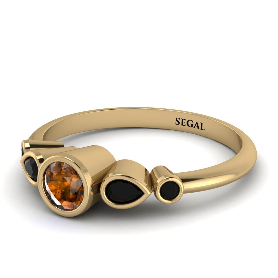 Bezel Symmetrical Brown Diamond Ring - Ivy No. 1107