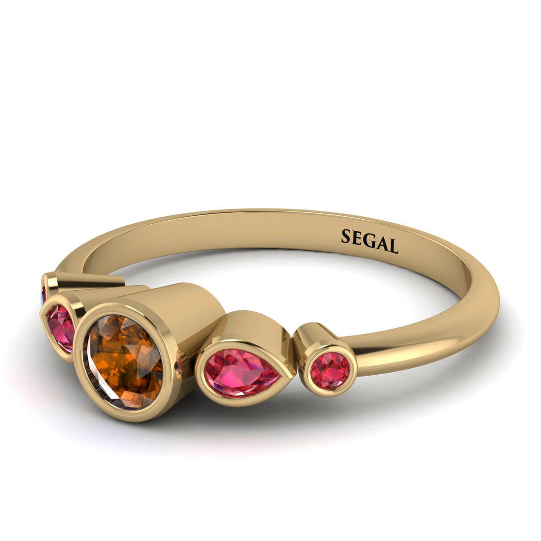 Bezel Symmetrical Brown Diamond Ring - Ivy No. 1110