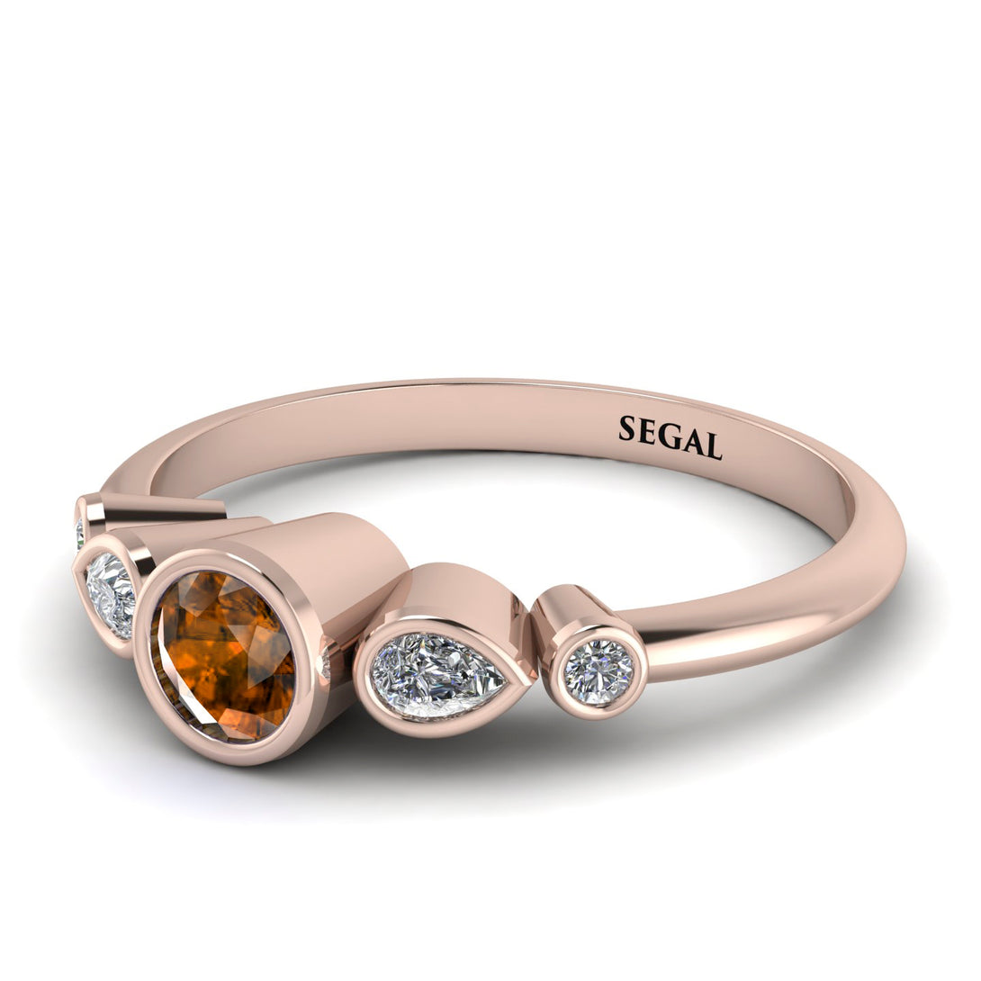 Bezel Symmetrical Brown Diamond Ring - Ivy No. 1102
