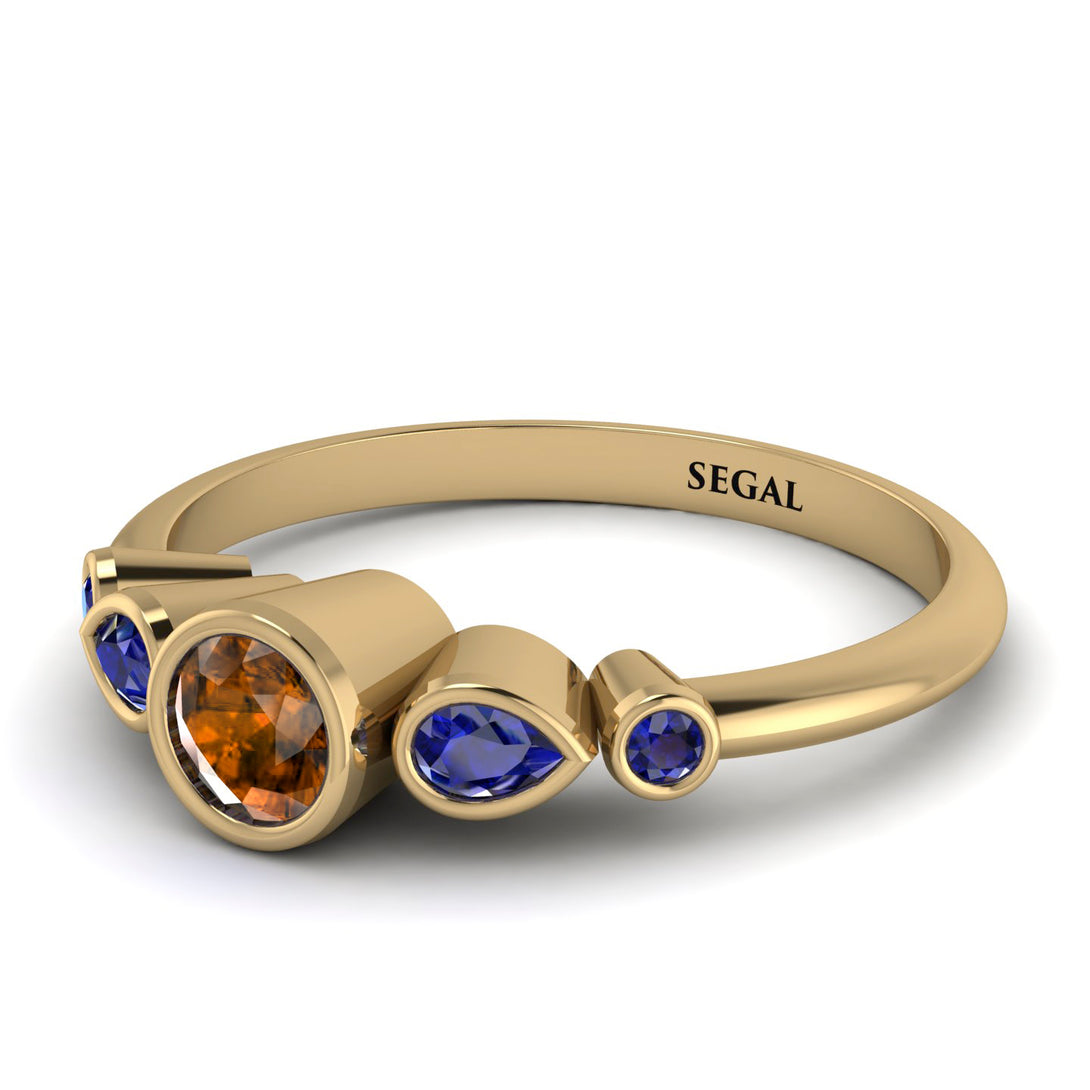 Bezel Symmetrical Brown Diamond Ring - Ivy No. 1113