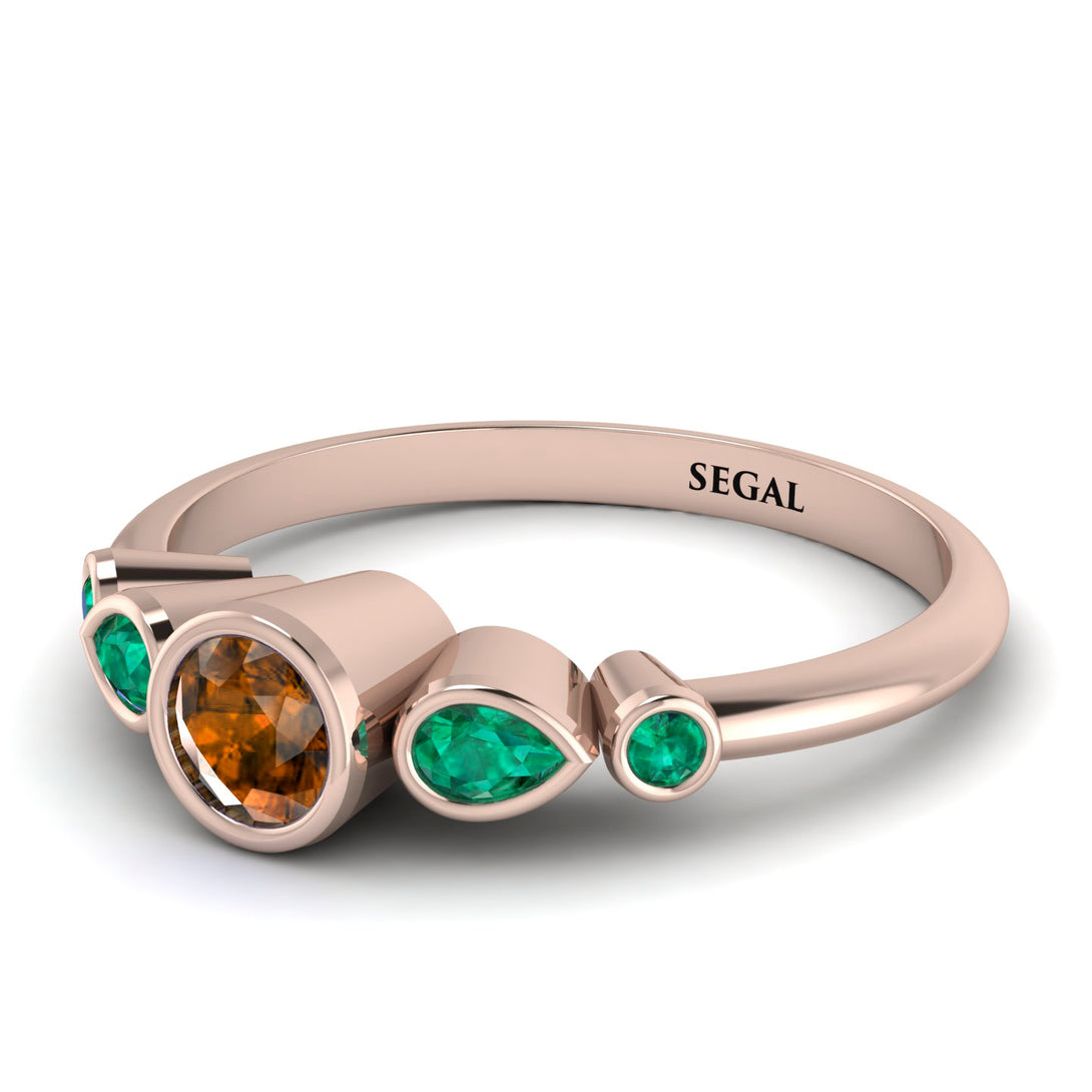 Bezel Symmetrical Brown Diamond Ring - Ivy No. 1105