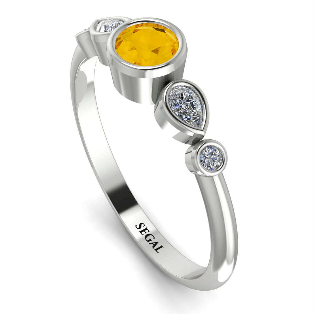 Bezel Symmetrical Citrine Ring - Ivy No. 603