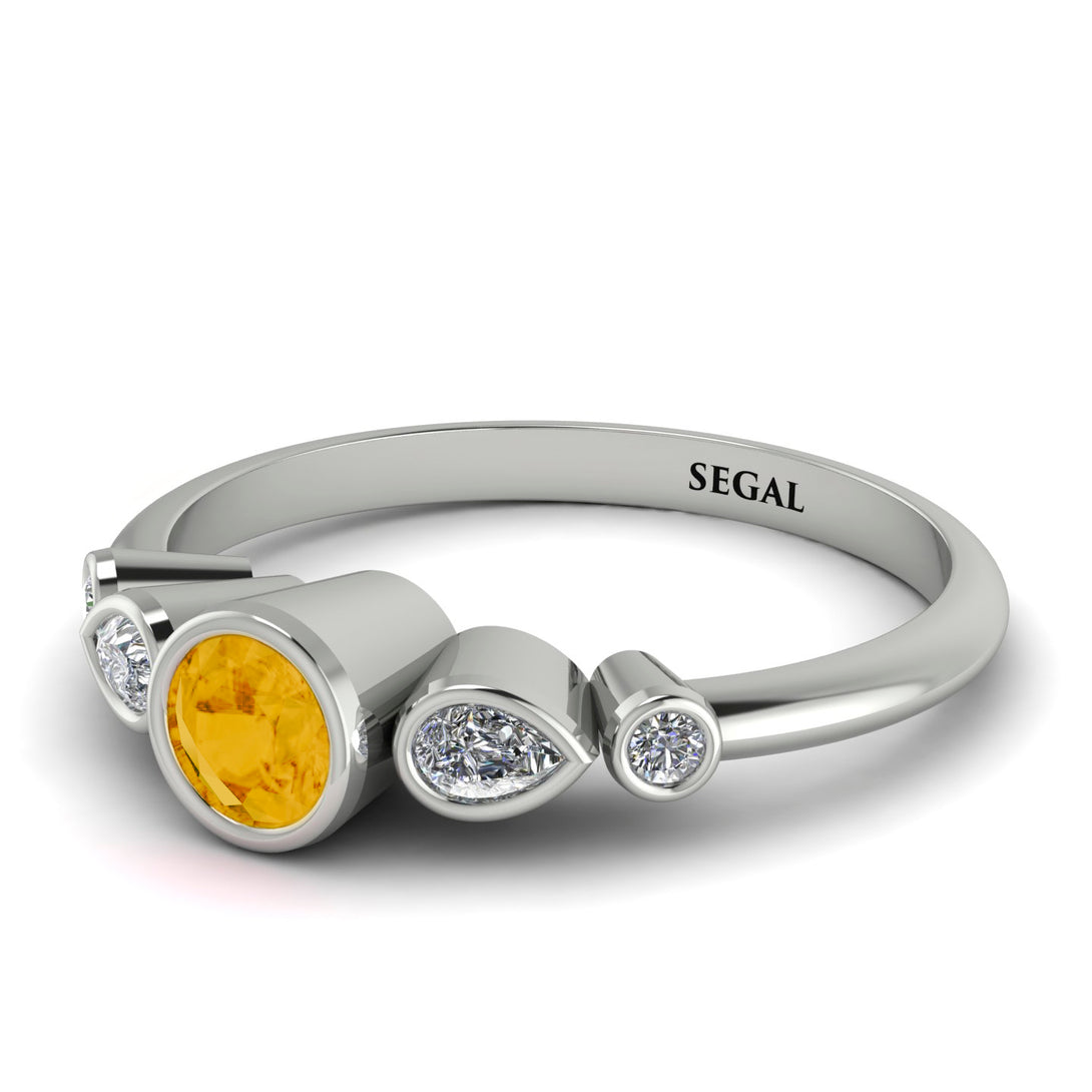 Bezel Symmetrical Citrine Ring - Ivy No. 603