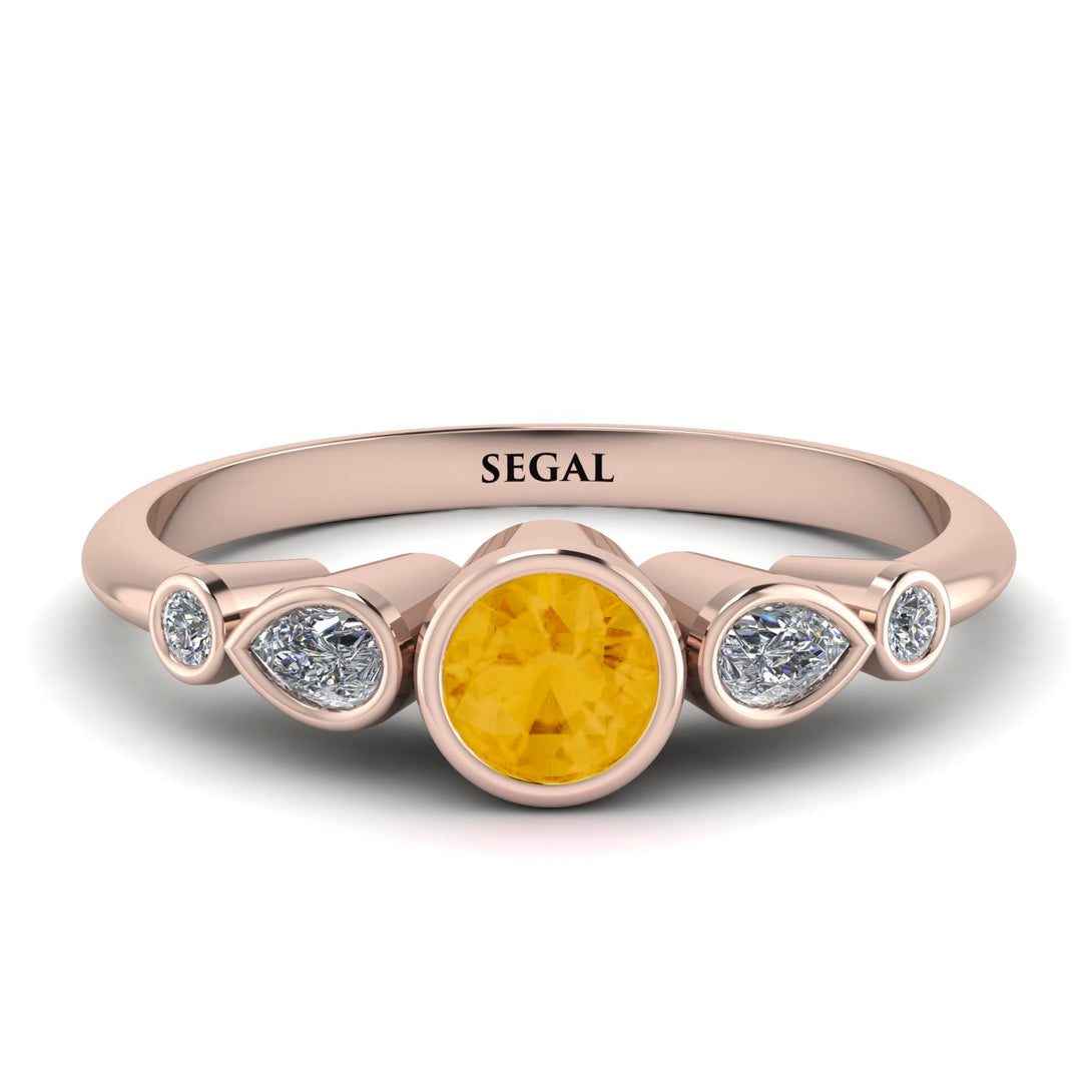 Bezel Symmetrical Citrine Ring - Ivy No. 602