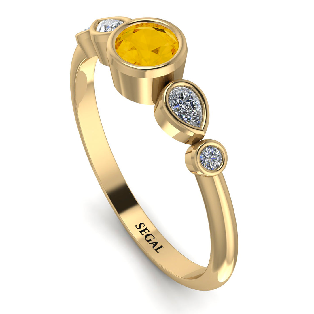 Bezel Symmetrical Citrine Ring - Ivy No. 601