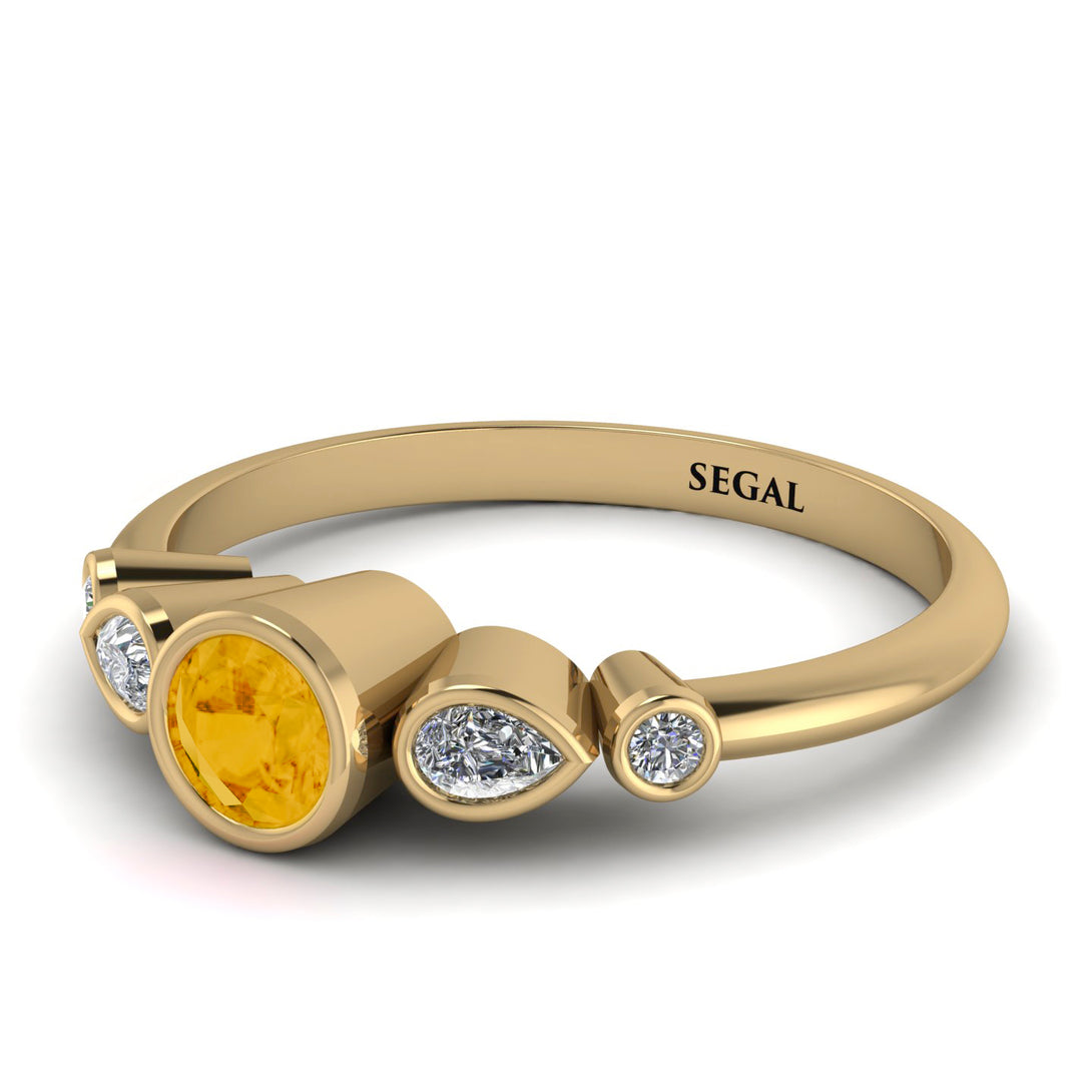 Bezel Symmetrical Citrine Ring - Ivy No. 601