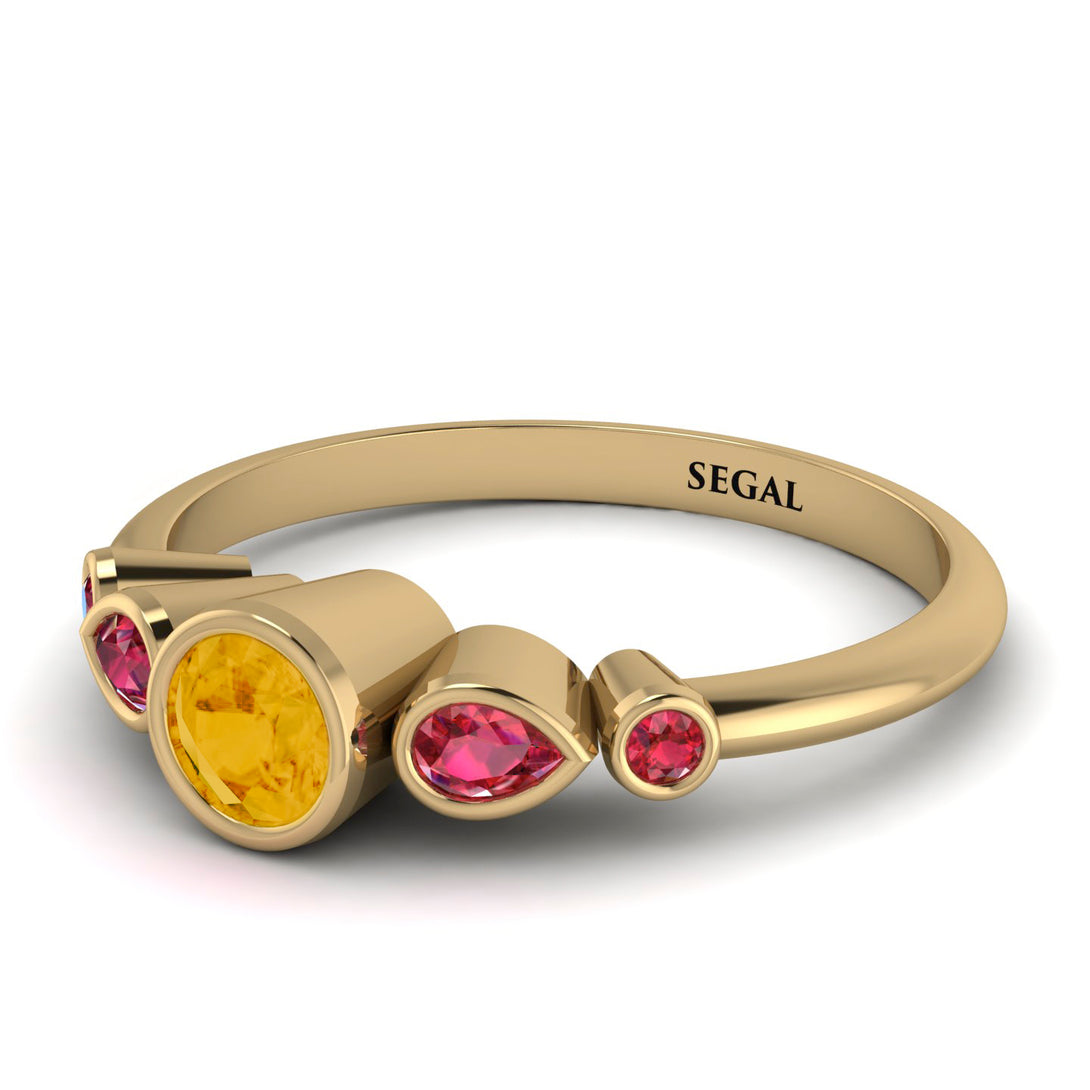 Bezel Symmetrical Citrine Ring - Ivy No. 610