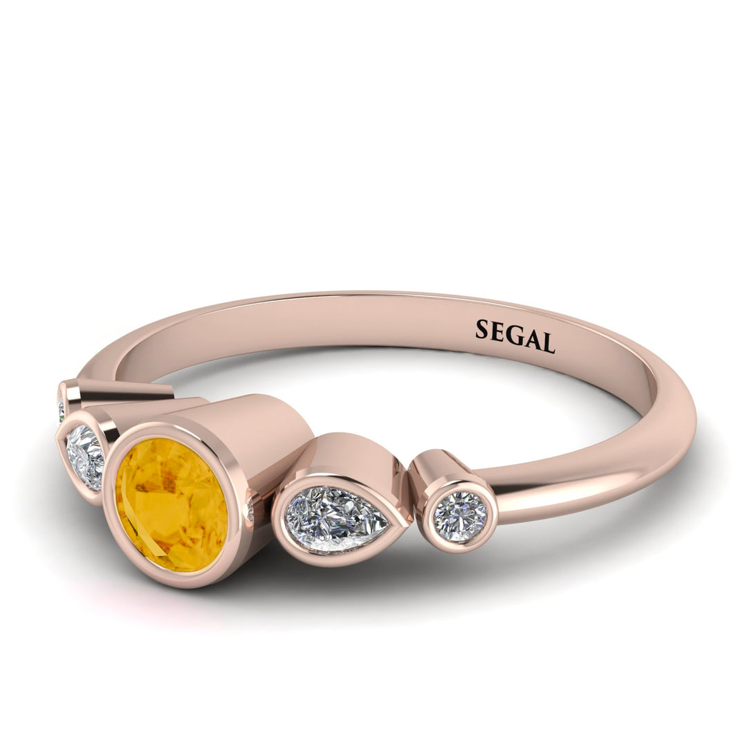 Bezel Symmetrical Citrine Ring - Ivy No. 602