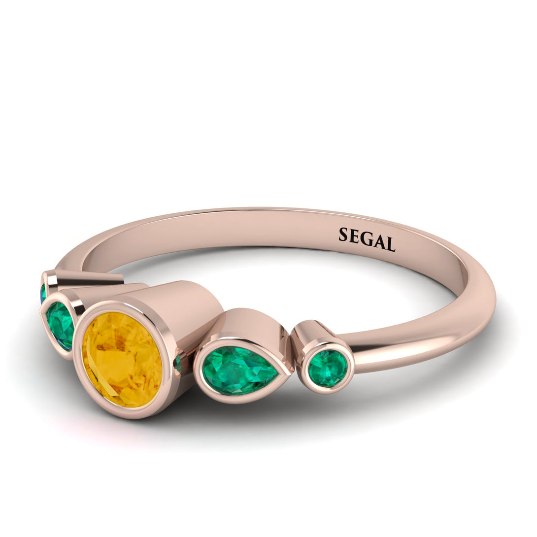 Bezel Symmetrical Citrine Ring - Ivy No. 605