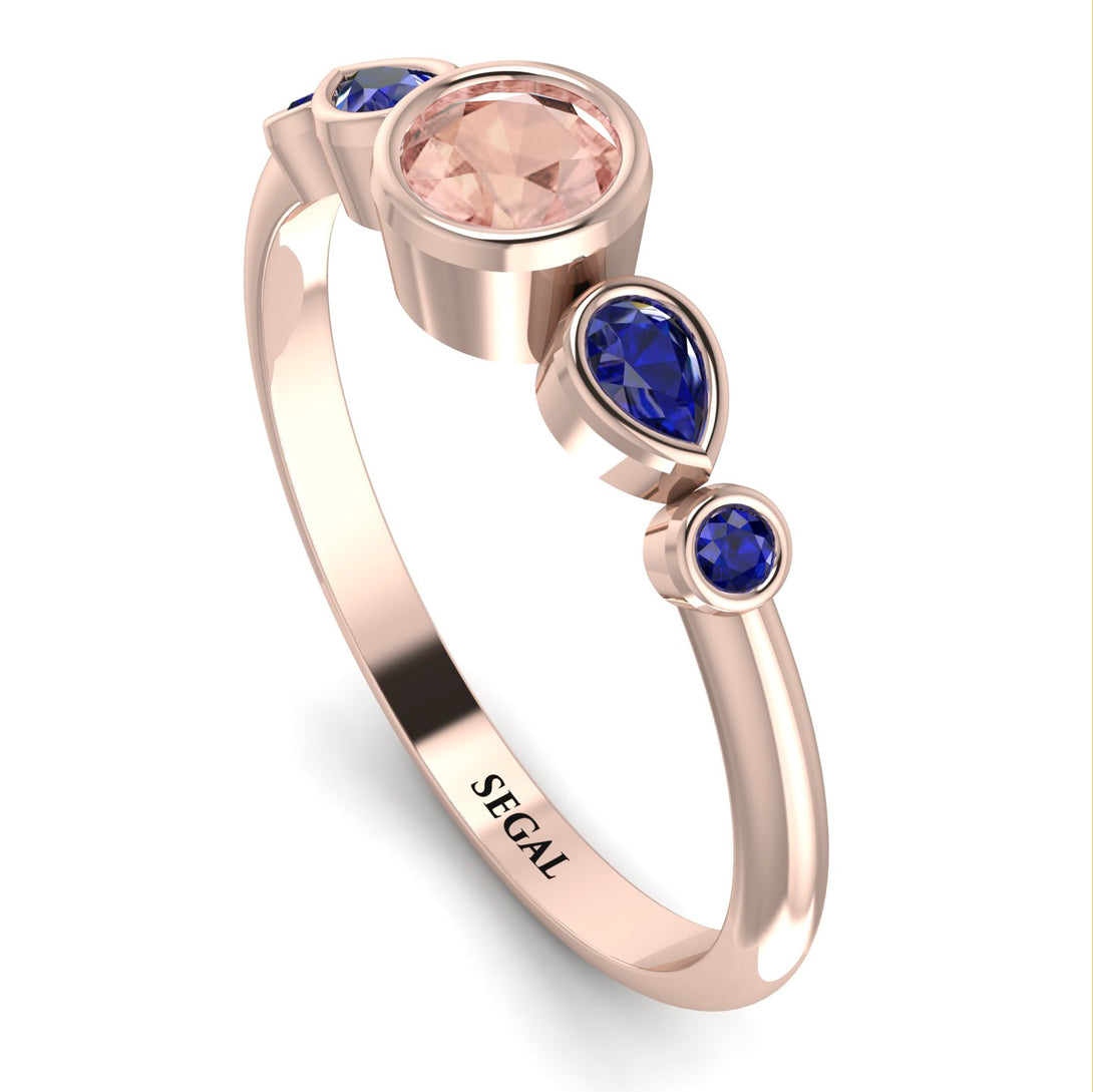 Bezel Symmetrical Morganite Ring - Ivy No. 914