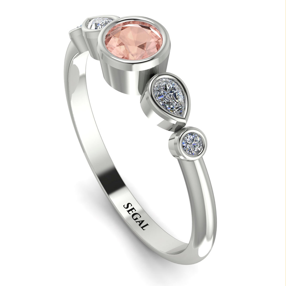 Bezel Symmetrical Morganite Ring - Ivy No. 903