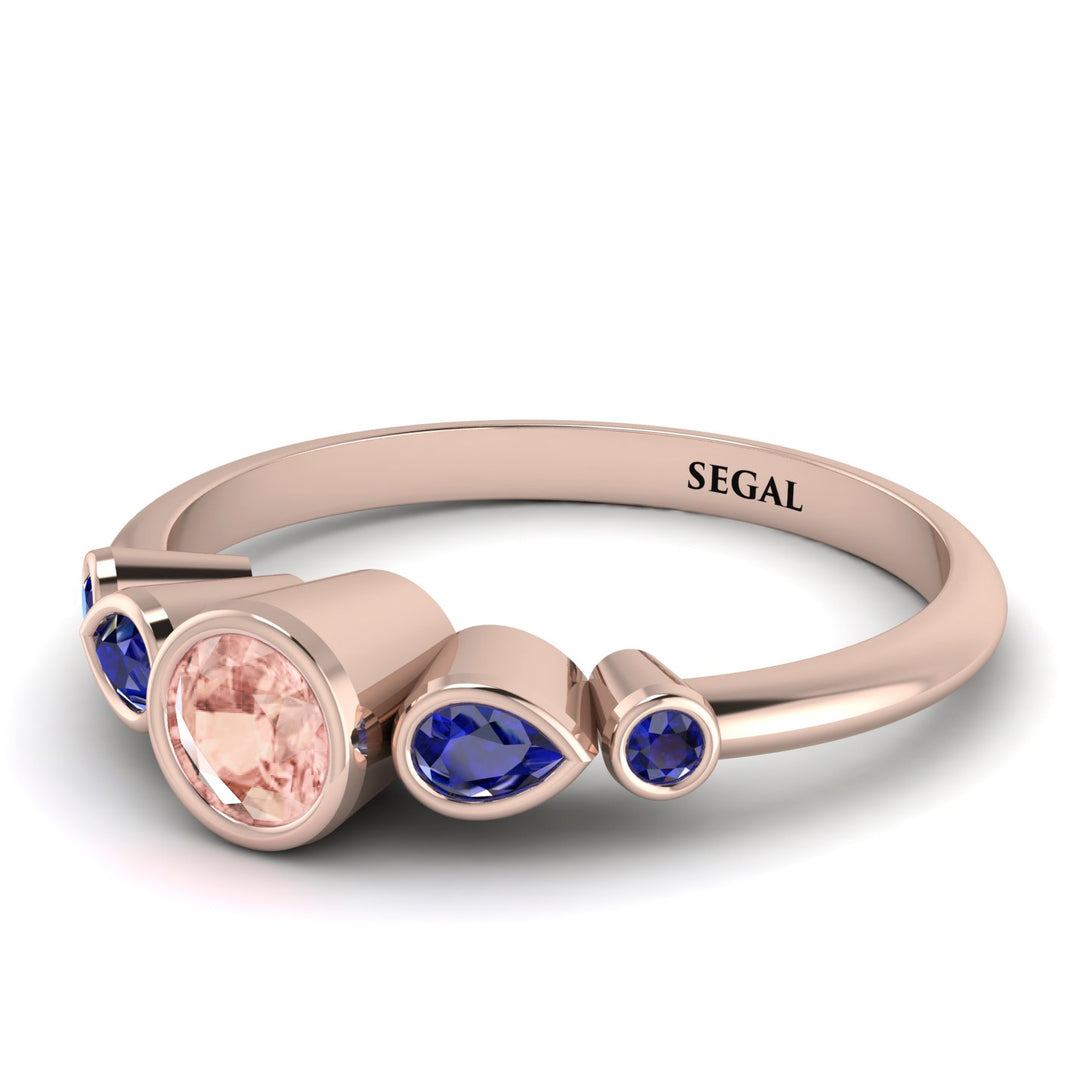 Bezel Symmetrical Morganite Ring - Ivy No. 914