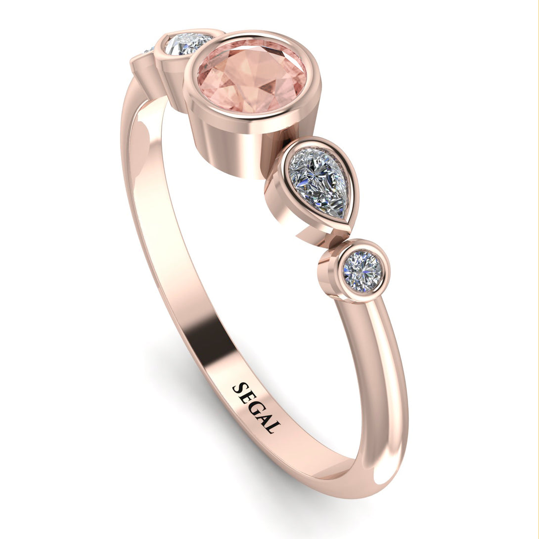 Bezel Symmetrical Morganite Ring - Ivy No. 902