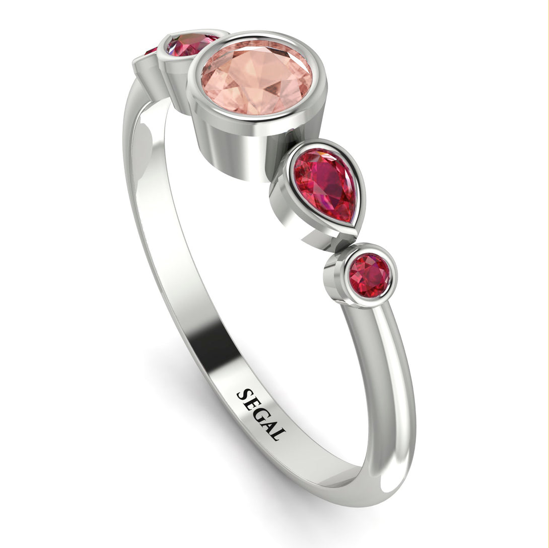 Bezel Symmetrical Morganite Ring - Ivy No. 912