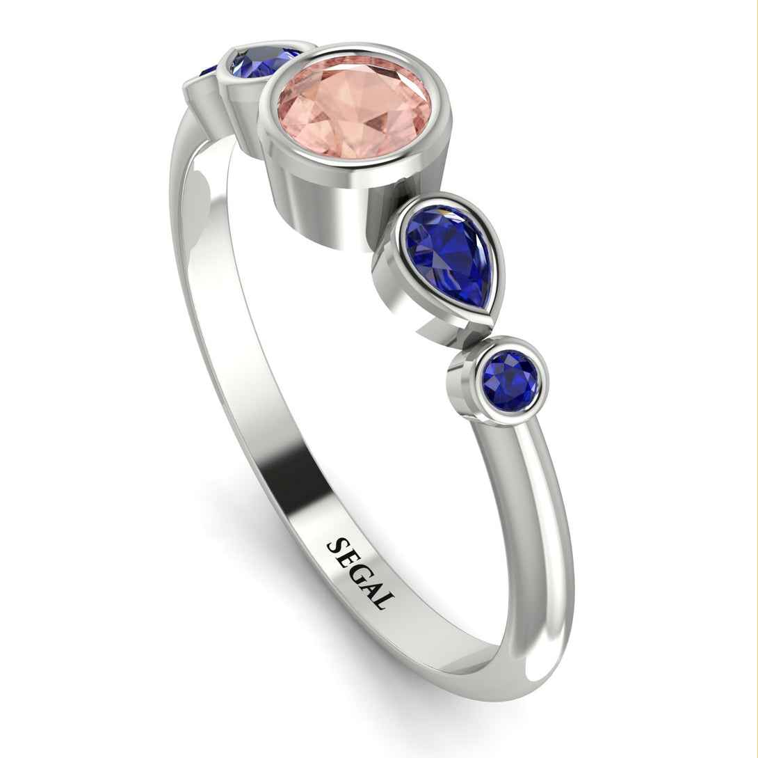 Bezel Symmetrical Morganite Ring - Ivy No. 915
