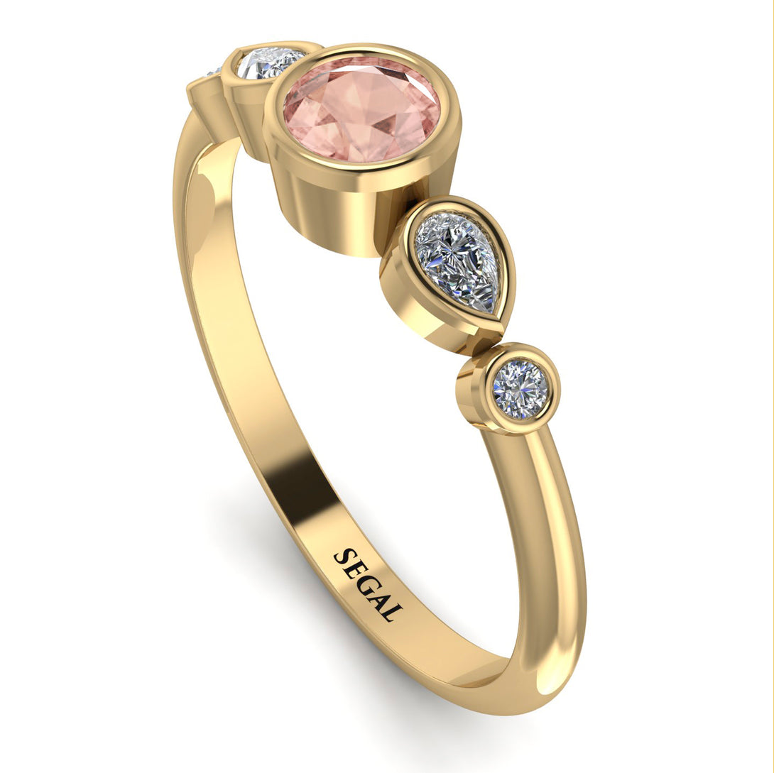 Bezel Symmetrical Morganite Ring - Ivy No. 901